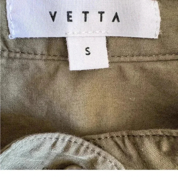 Vetta Olive Green Long Sleeves Button Down Cropped lightweight Top SZ S #1971 - Picture 7 of 9